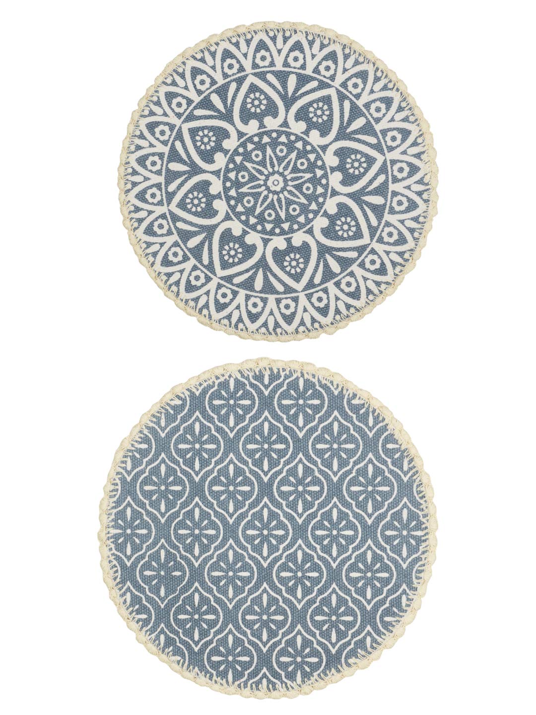 Table Mats – Jute & Cotton Crochet Antiskid – 38x38cm Round, Set of 4