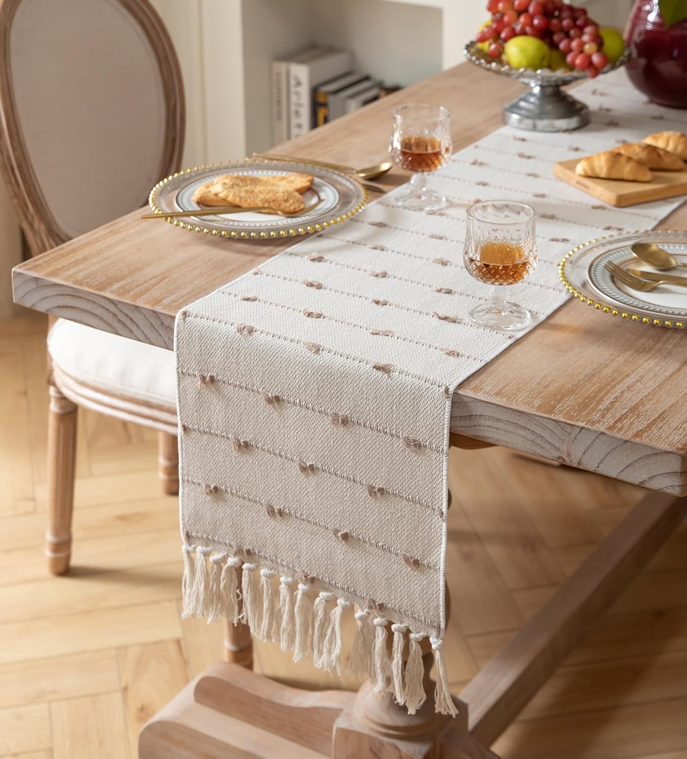 Premium Table Runner – Handcrafted Natural Cotton – Tasselled – 14x72 in Single Unit