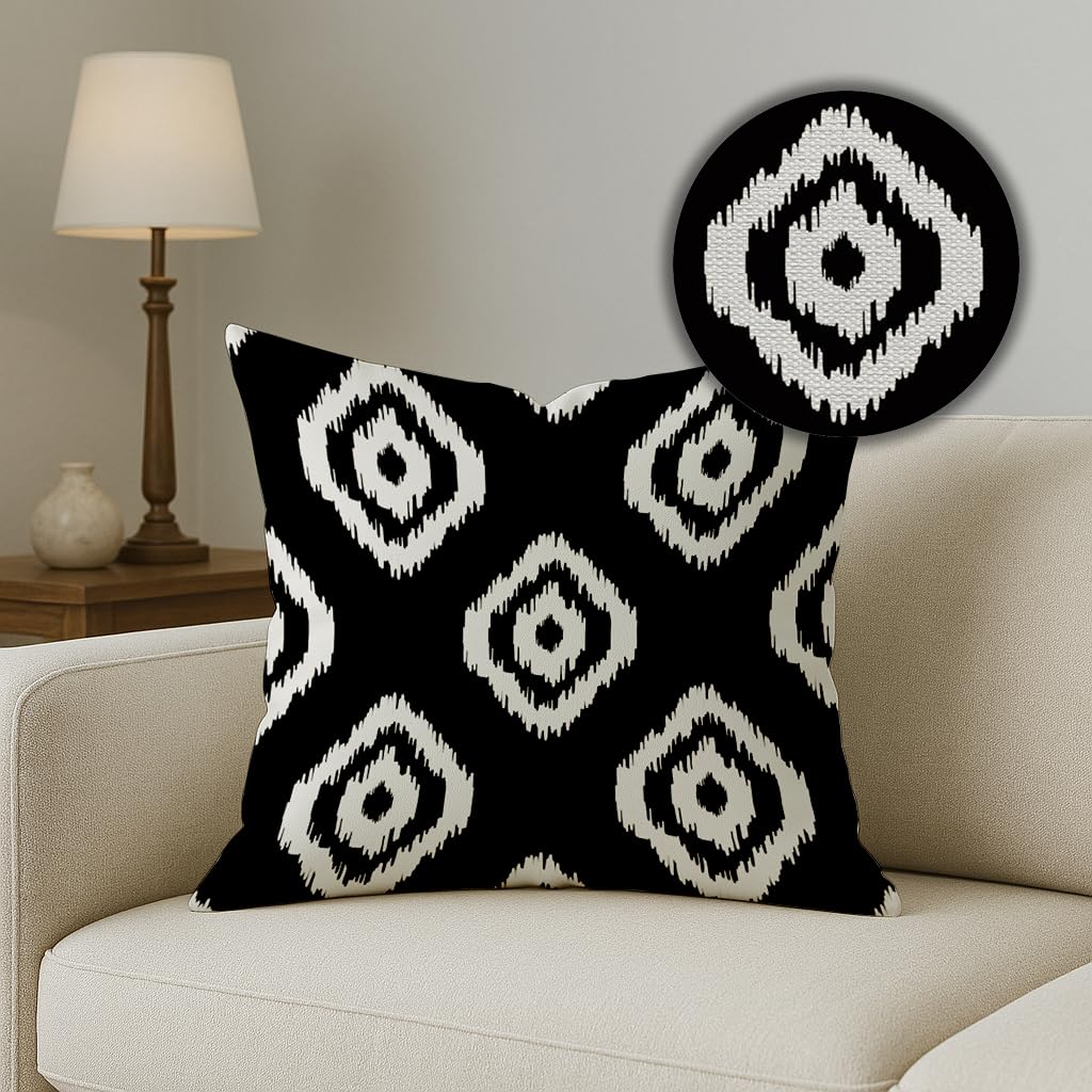 Wholesale Cushion Covers – Polycotton Ikat Geometric Print – Set of 5, 16x16 Inch Retail Supply