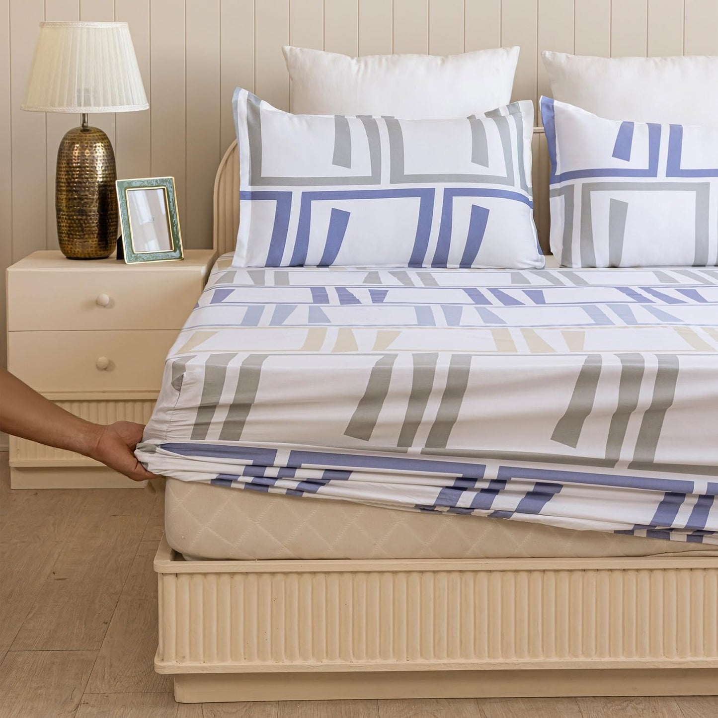 Bedsheet | Cotton 210 TC Elastic Fitted | King Size 2-piece Set