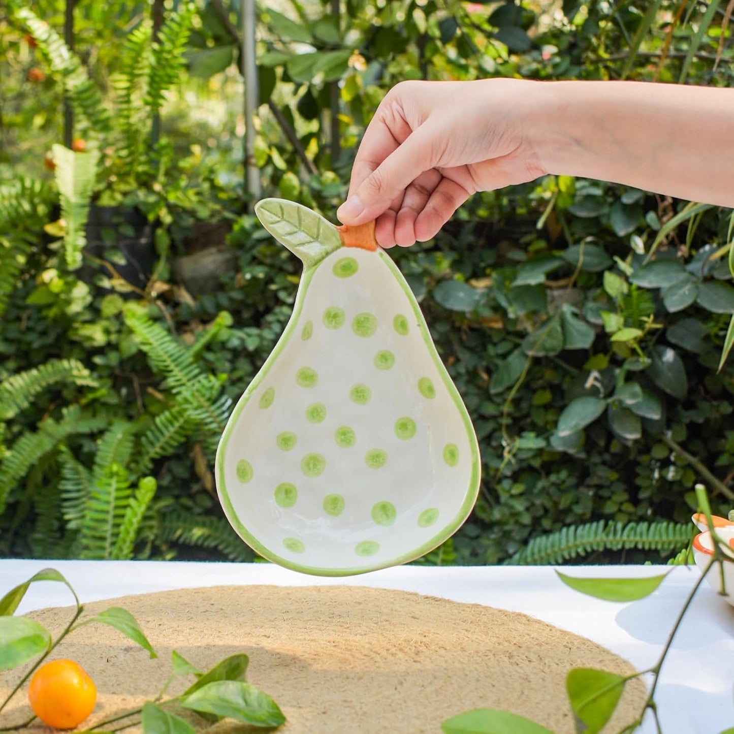 Pear Polka Serving Bowl – Ceramic Dinnerware Set – Microwave Safe – 8-Inch, Set of 2