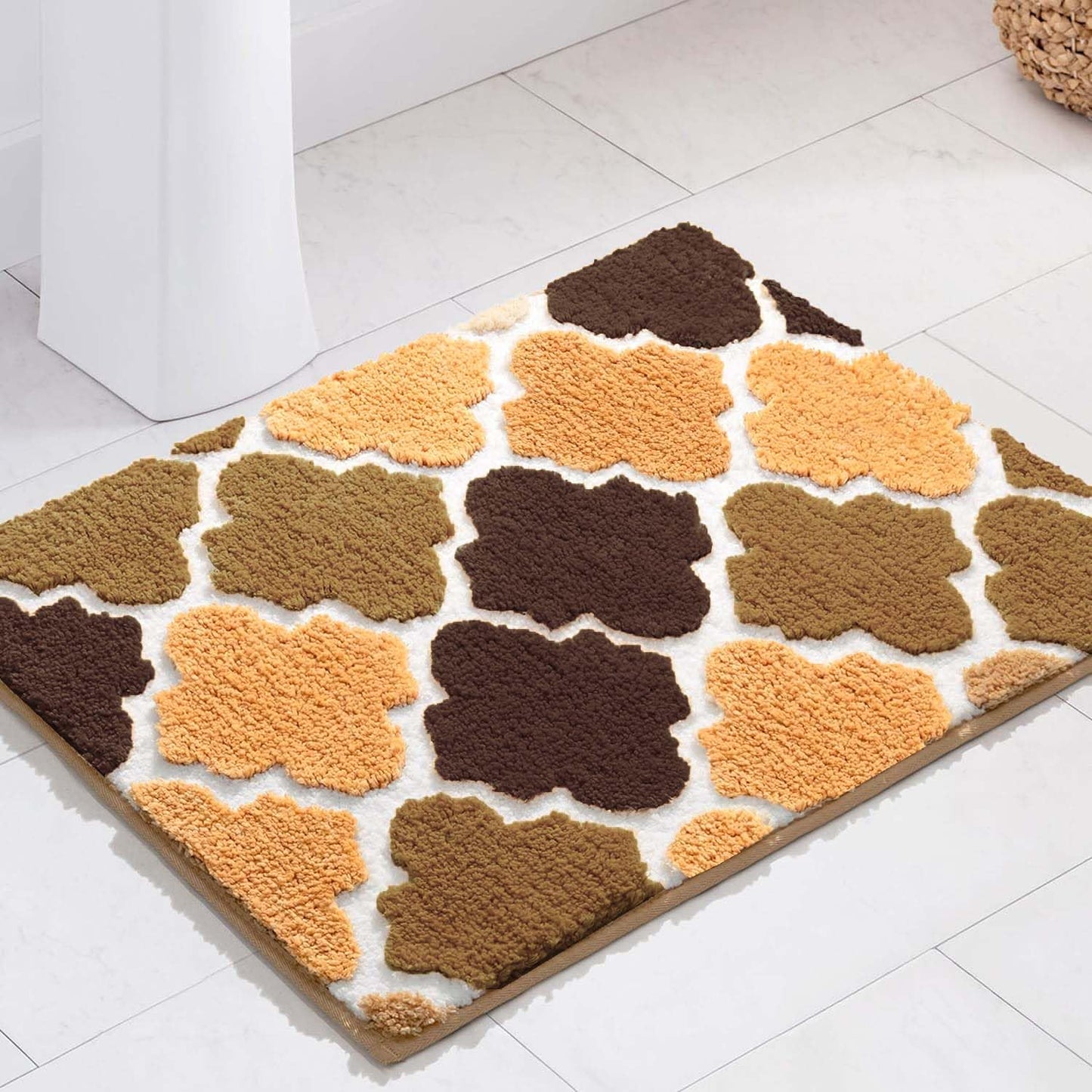 Beige Ellipse Super Soft Anti-Skid 2000 GSM Super Absorbent Microfiber Mat 40x60 cm Pack of 1 | Bathroom Kitchen Door Floor Mat