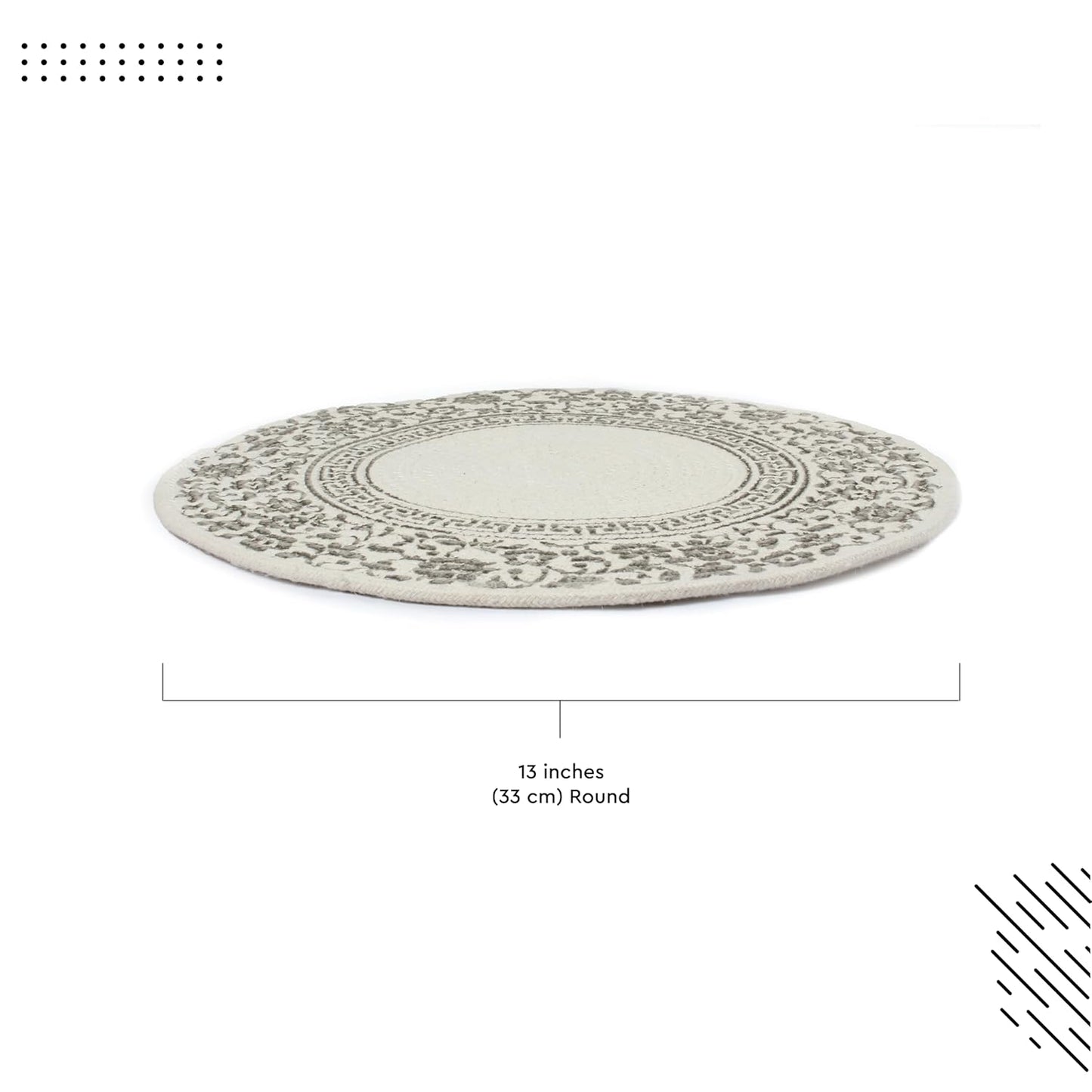 Round Dining Placemats – Ribbed Cotton – 32cm Diameter – Set of 4