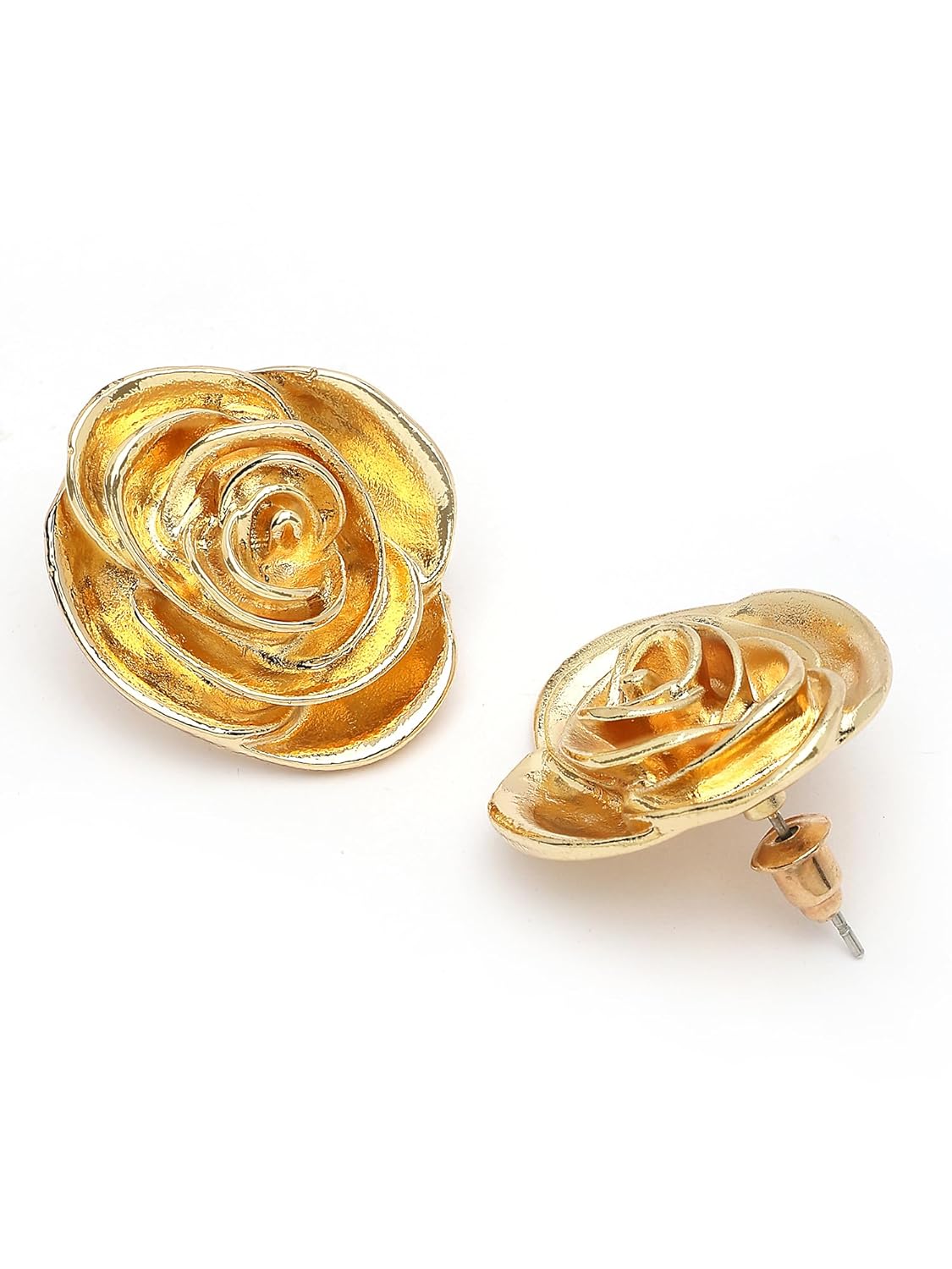 Floral Stud Earrings – Gold Plated Fashion Jewellery – Crafted Design – Pair