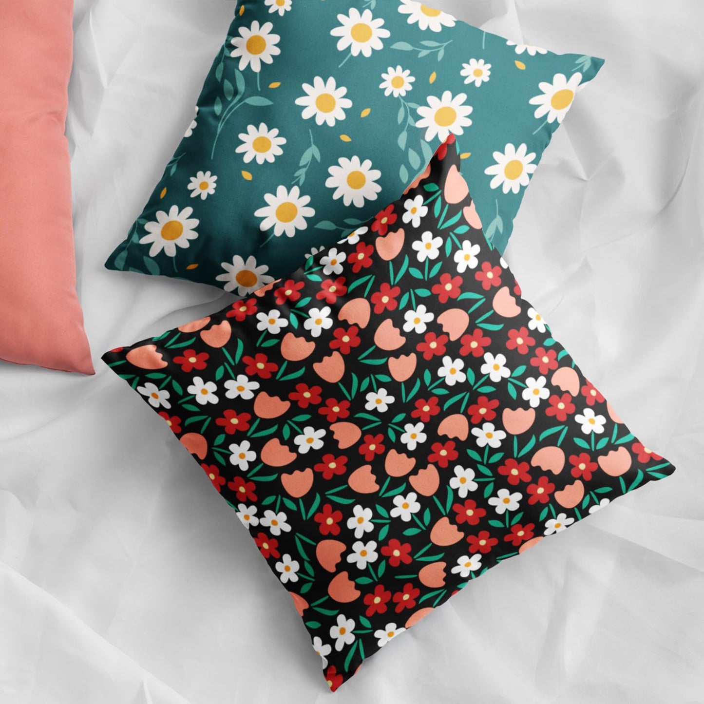 Digital Print Velvet Cushion Covers – 18x18 inch, Floral & Abstract, Pack of 2