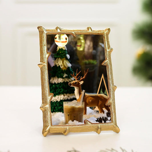 Photo Frame – Golden Metal Twig Design – 4x6 Inch Tabletop Display
