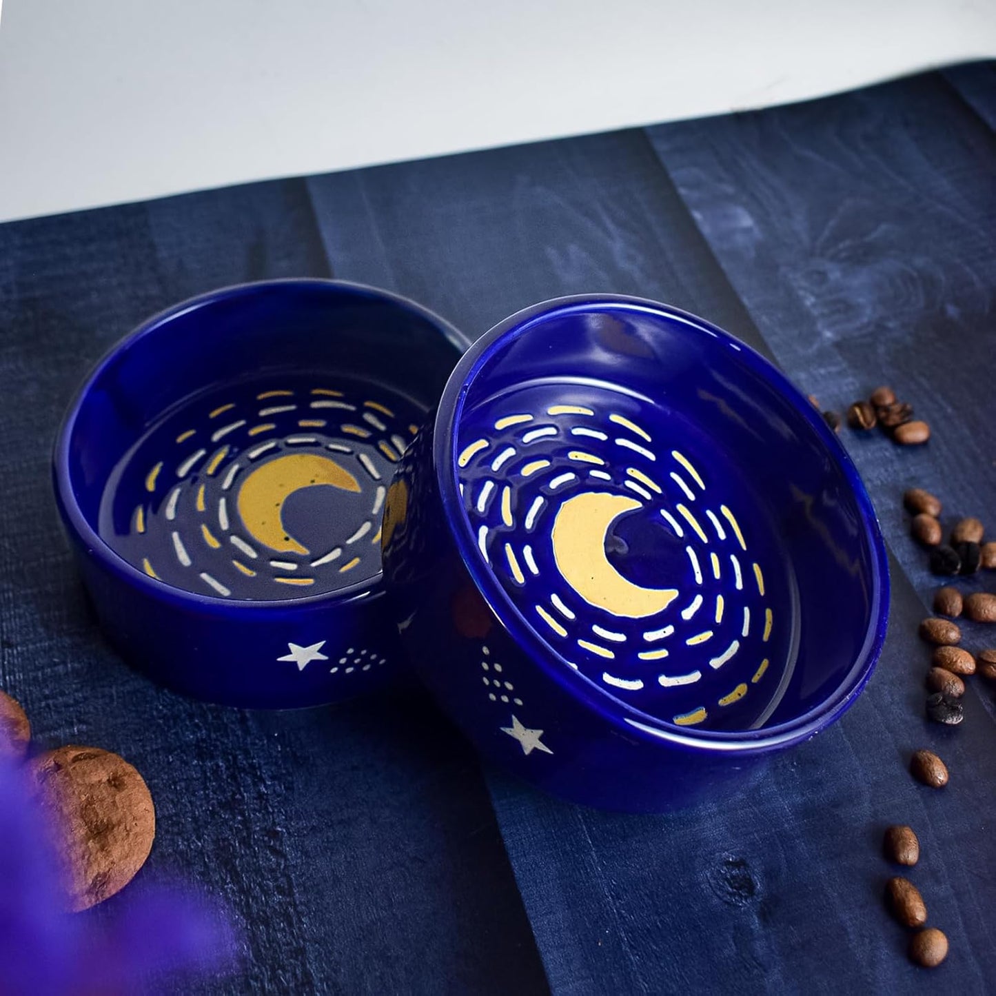 Starry Night Ceramic Serving Bowl – Handmade Van Gogh Pattern – Microwave Safe – 250 ml