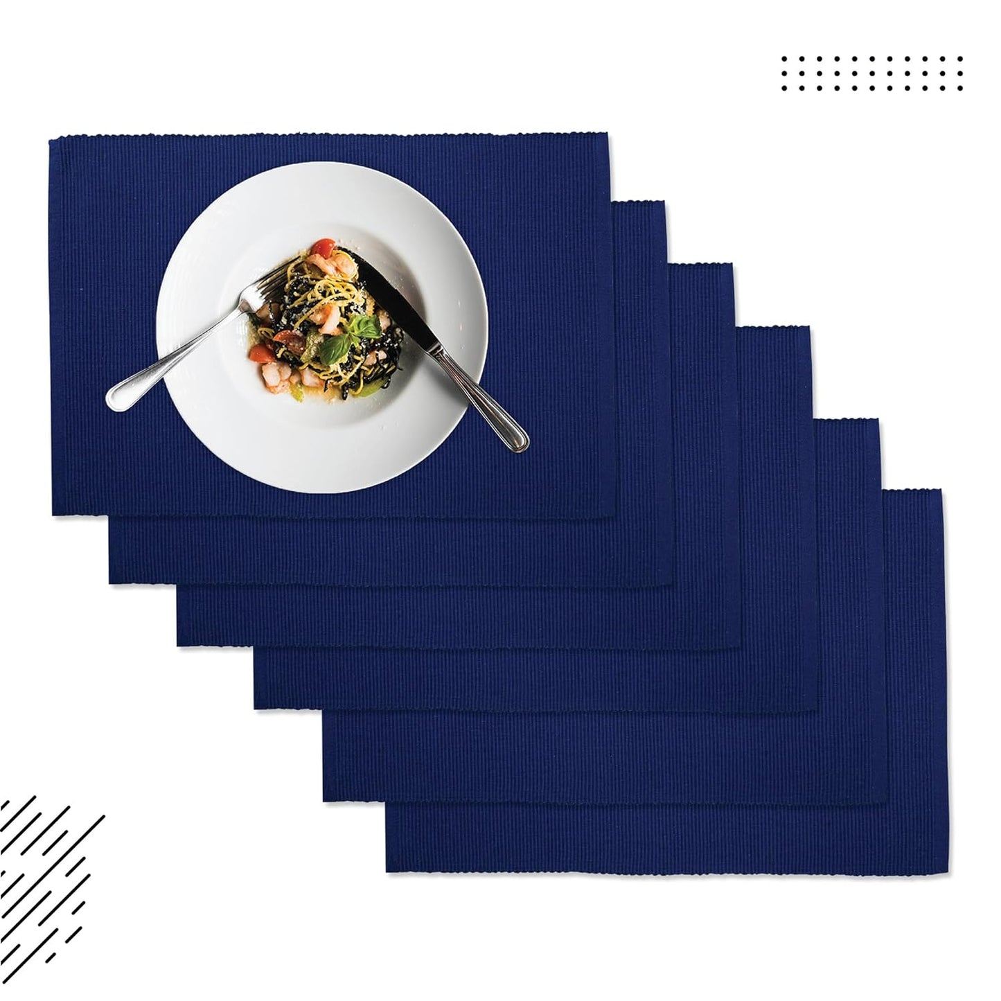 Dining Placemats – Ribbed Cotton – 48x32 cm, Set of 6