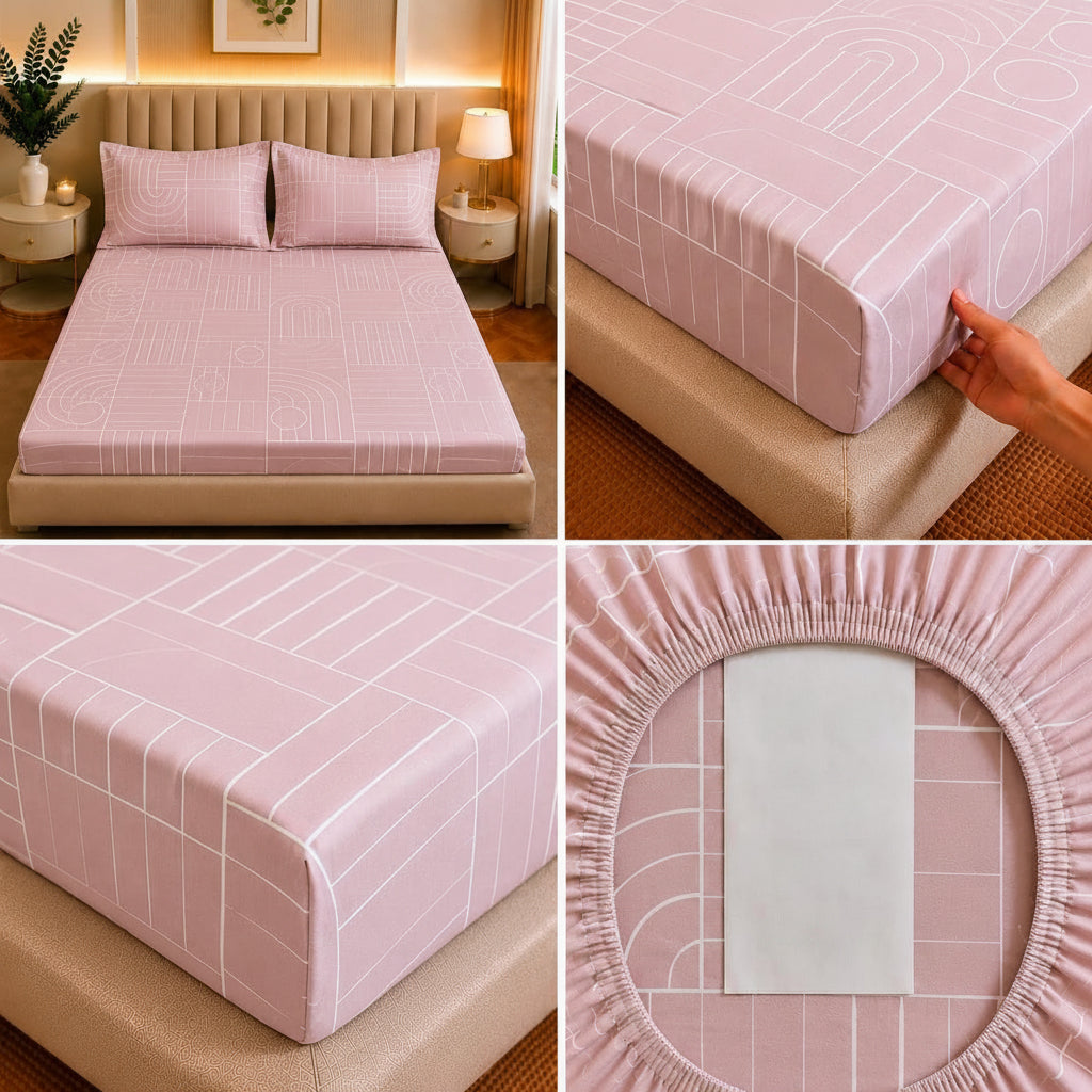 Bedsheet | Polycotton 310TC Elastic Fitted | Super King, 198x182cm, 3-Piece Set