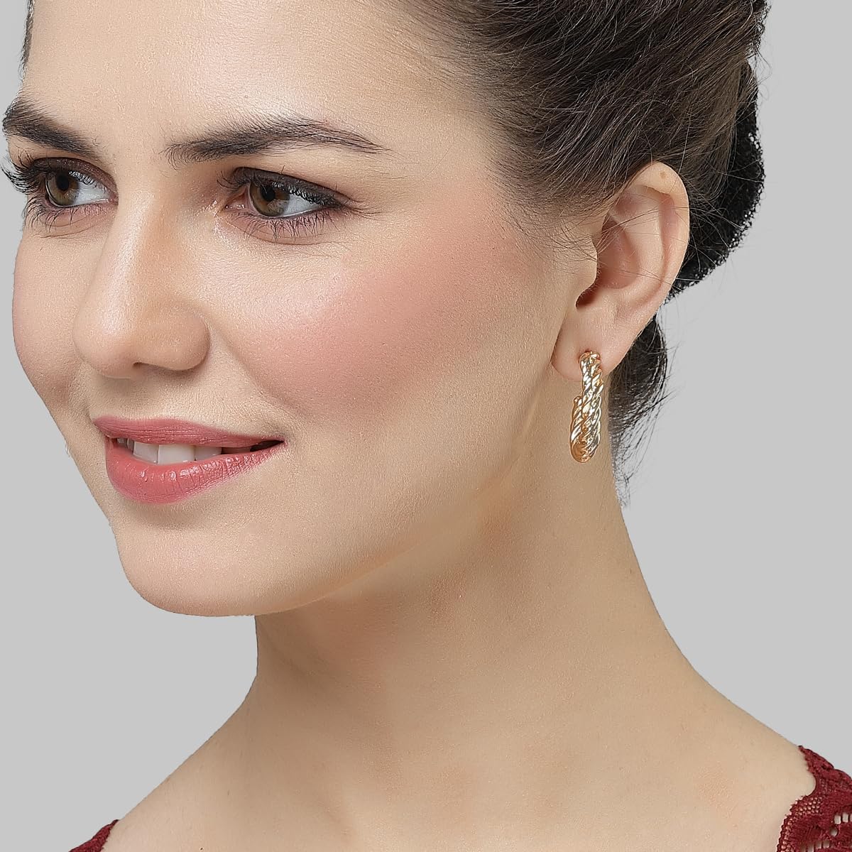 Gold Plated Twisted Half Hoop Earrings – Women's Jewellery – Contemporary Design
