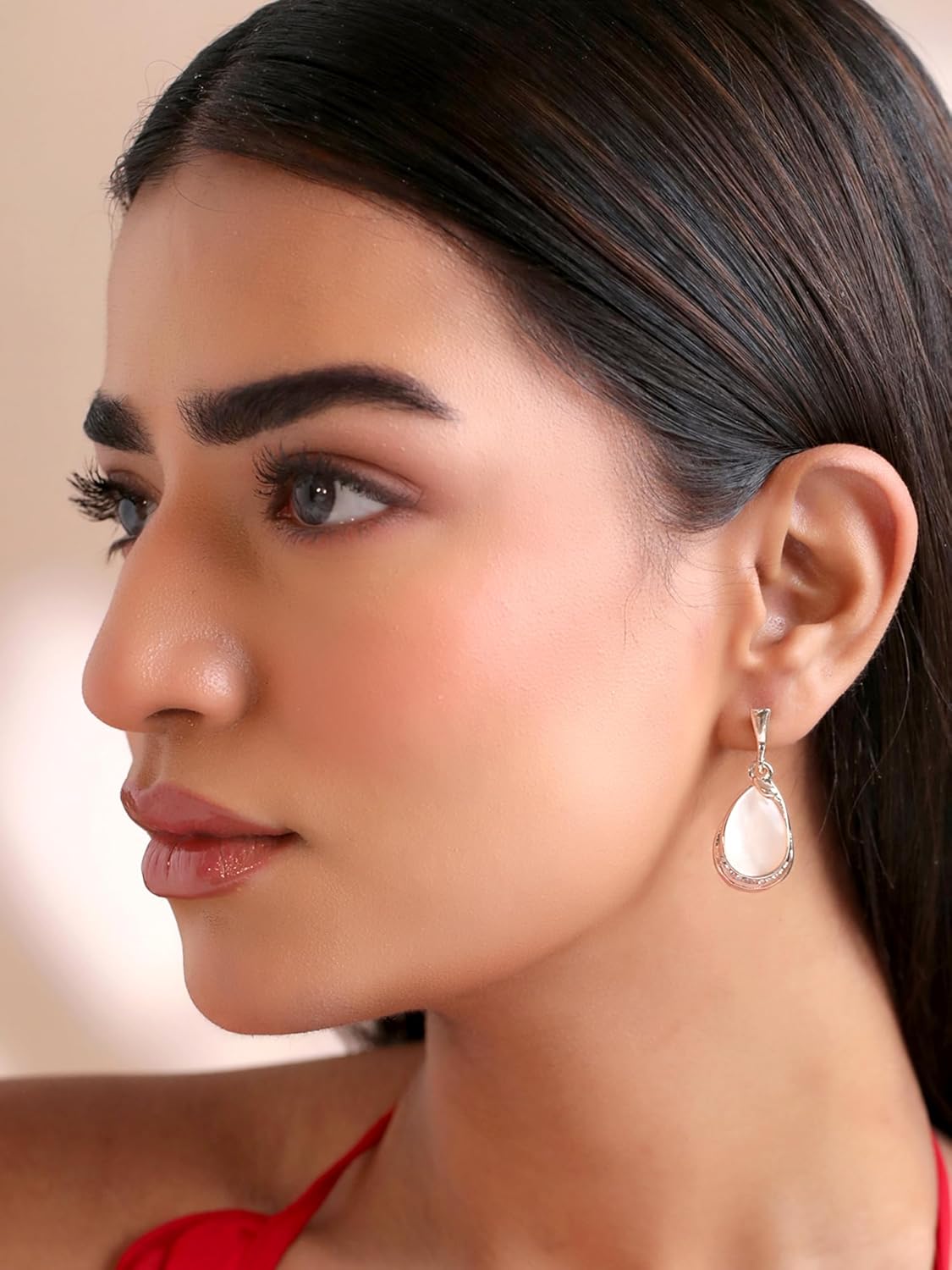 Multicolor Crystal & Opal Drop Earrings – Fashion Earrings – Rose Gold Plated – Oval Shaped
