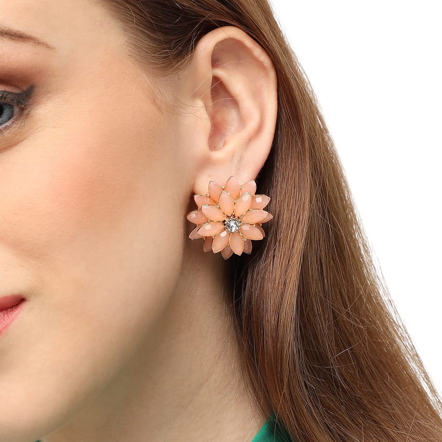Indo-Western Stud Earrings – Fashion Jewelry – Lightweight Design – Push Closure