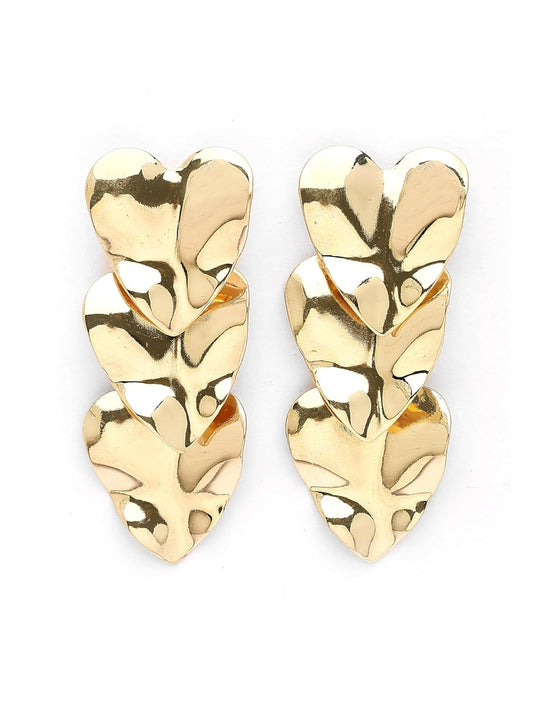Heart Shape Drop Earrings – Women's Jewellery – Gold Plated Dangle Style