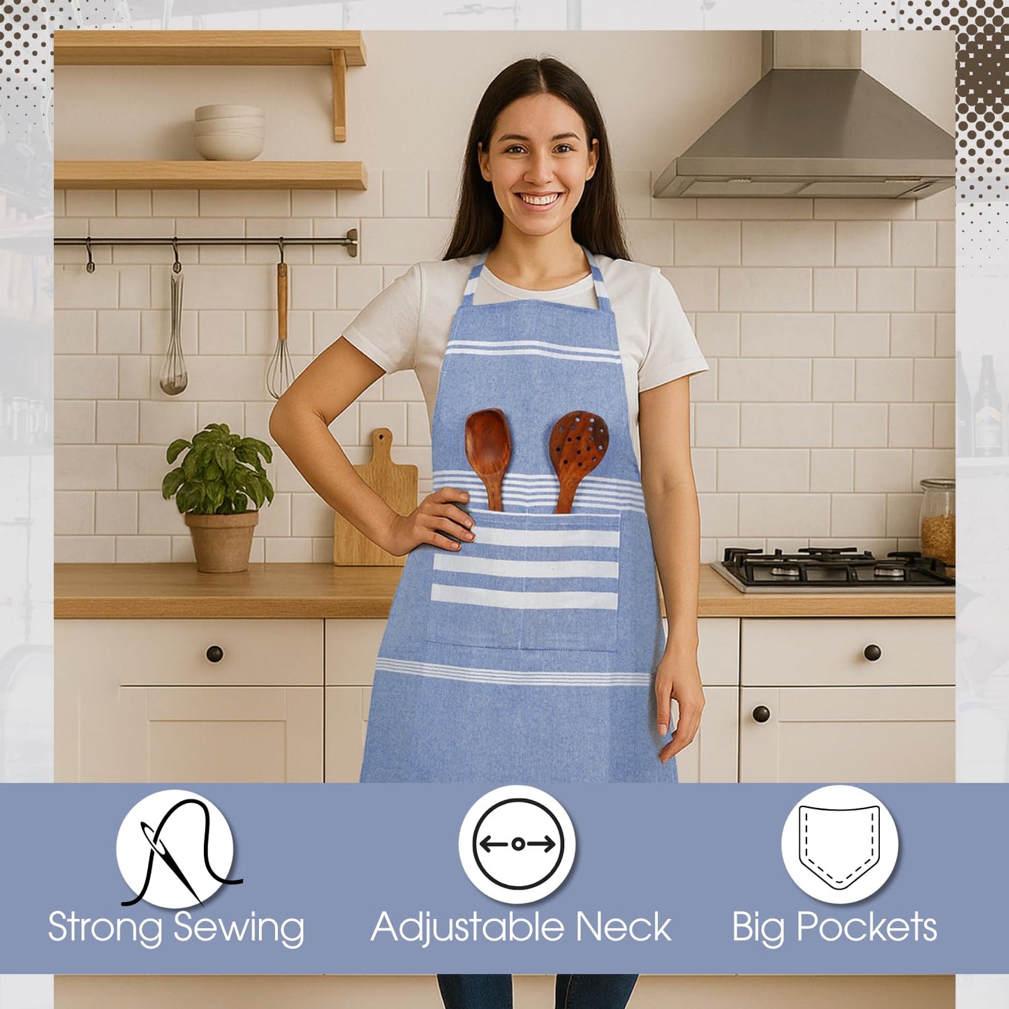 Unisex Cooking Aprons – Waterproof Chef Apron – Durable Polyester Blend – Adjustable Fit