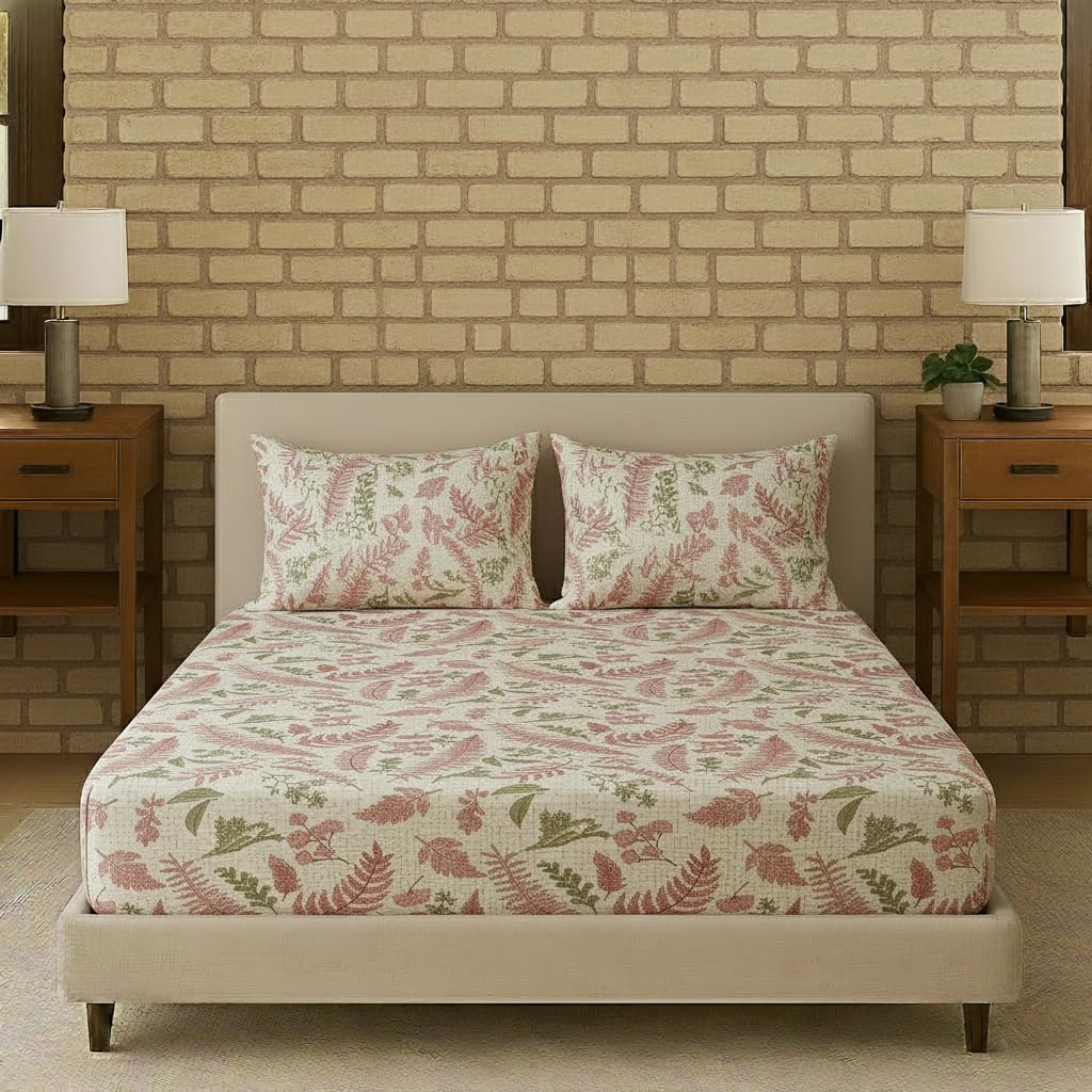 Bedsheet | Printed Cotton Elastic Fitted | King, 3-pc Set | TUV ISO Certified