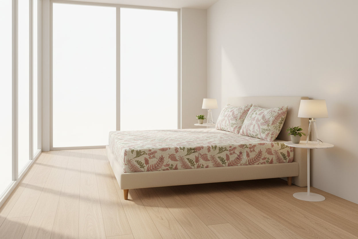 Bedsheet | Printed Cotton Elastic Fitted | King, 3-pc Set | TUV ISO Certified