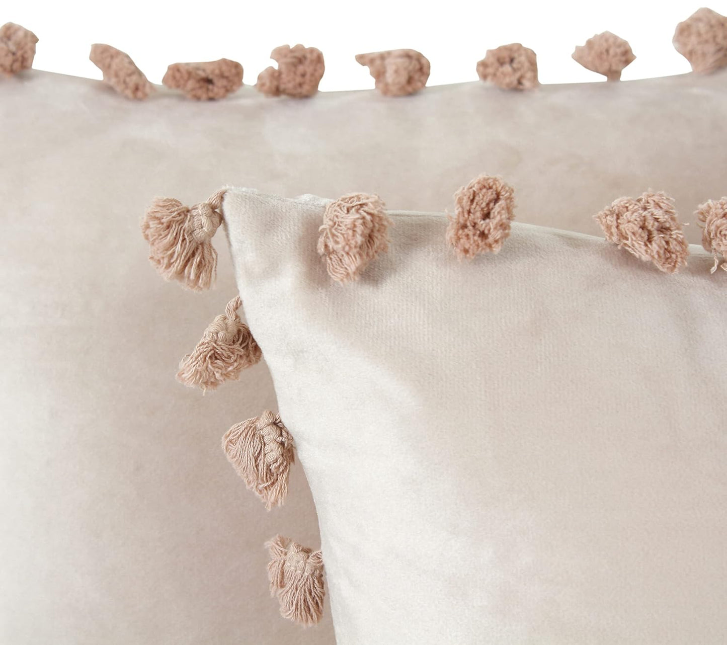 Decorative Velvet Tassel Fringe Cushion Covers – 12x12 Inch (2-Pack)