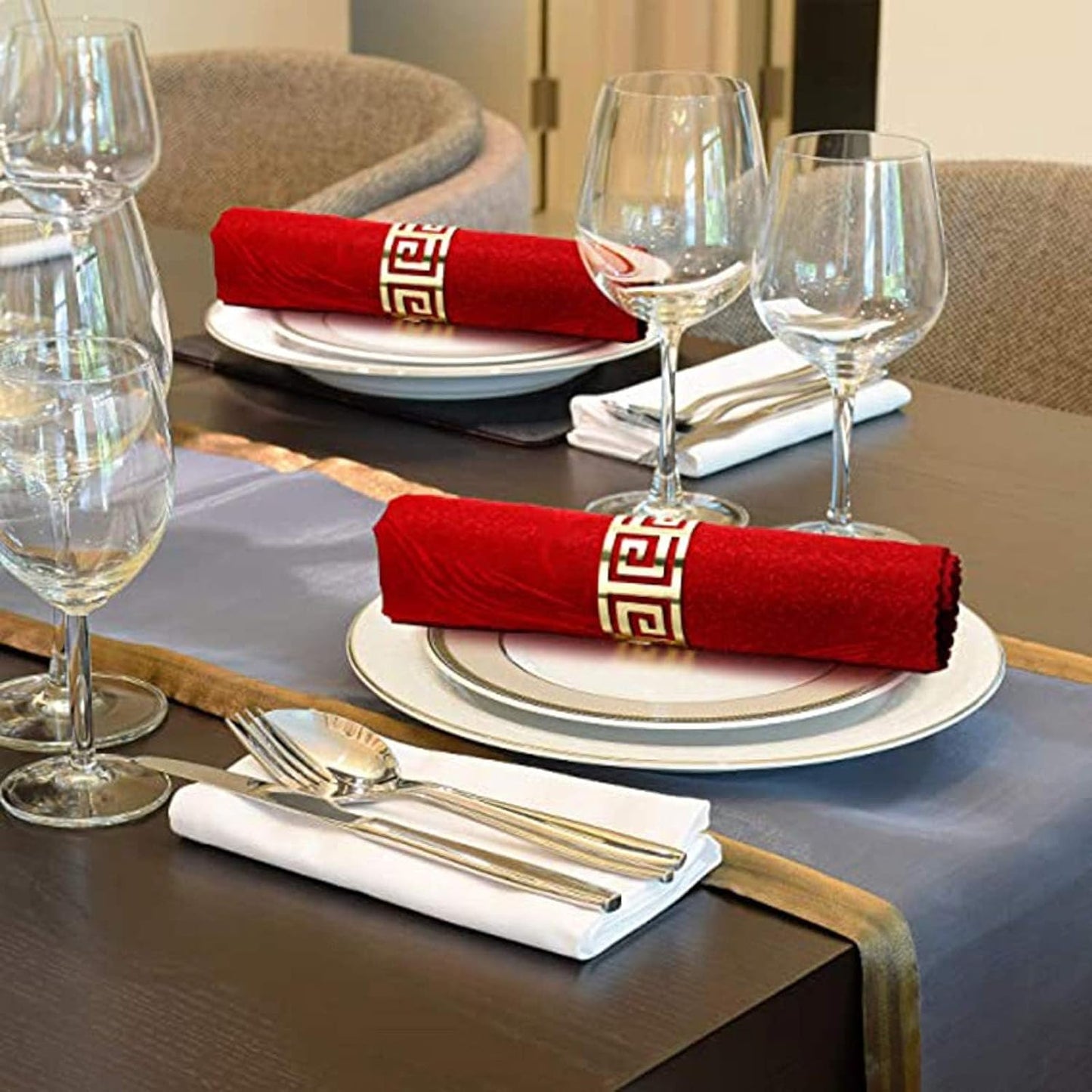 Gold Hollow Cut Napkin Rings – Tabletop Accessories – Durable Alloy – Set of 4
