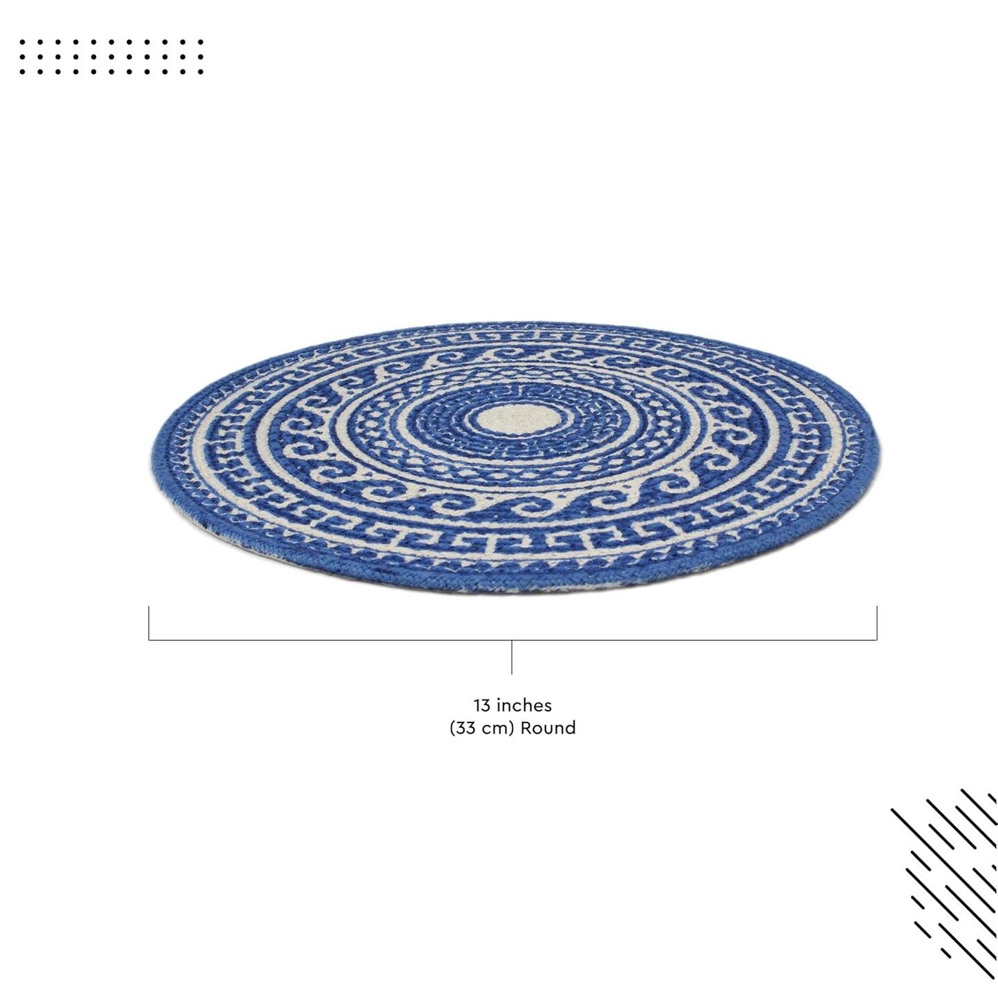 Dining Table Mats – Cotton Ribbed Style – 32 cm Round Set of 4