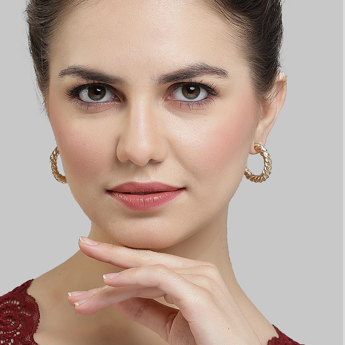 Gold Plated Twisted Half Hoop Earrings – Women's Jewellery – Contemporary Design