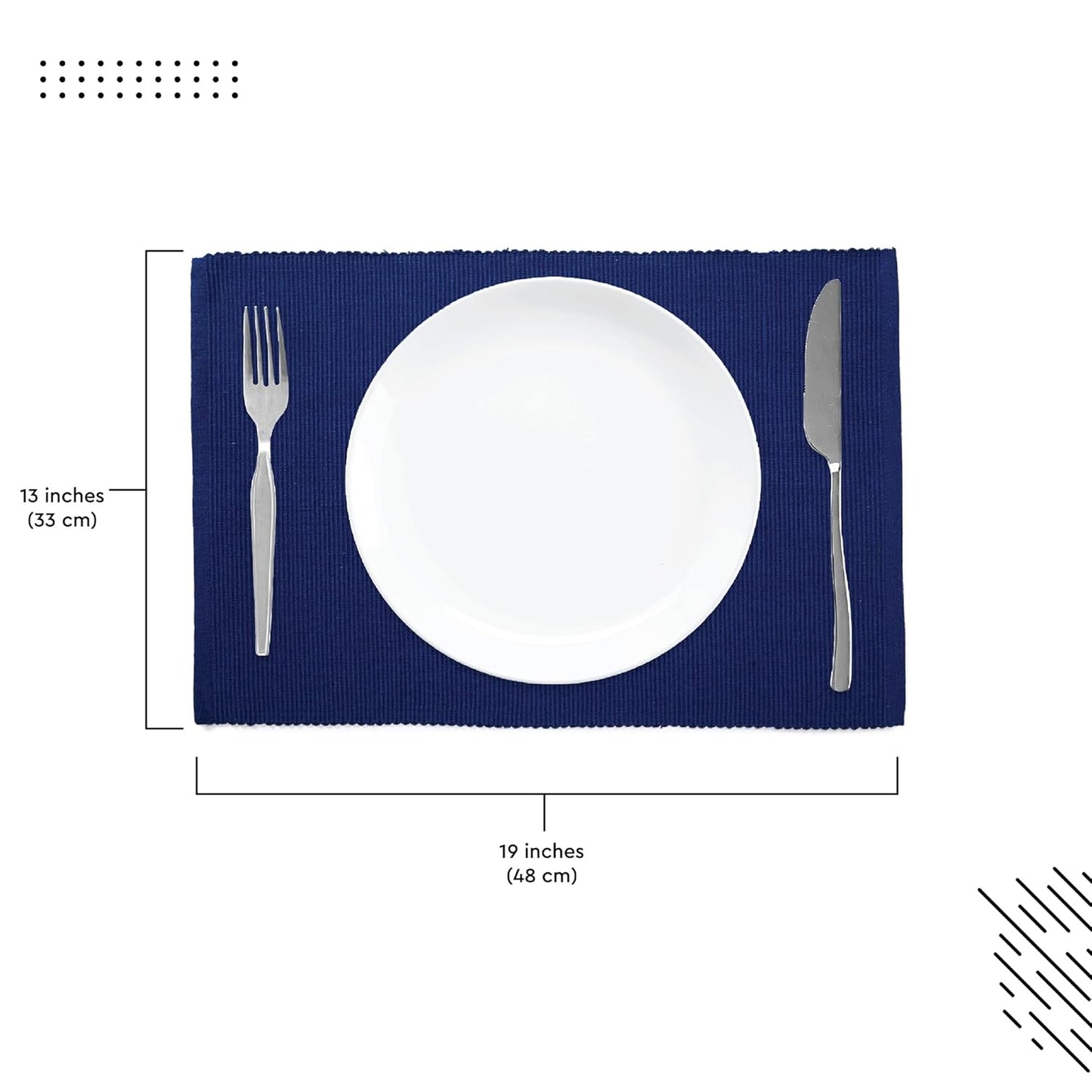 Dining Placemats – Ribbed Cotton – 48x32 cm, Set of 6