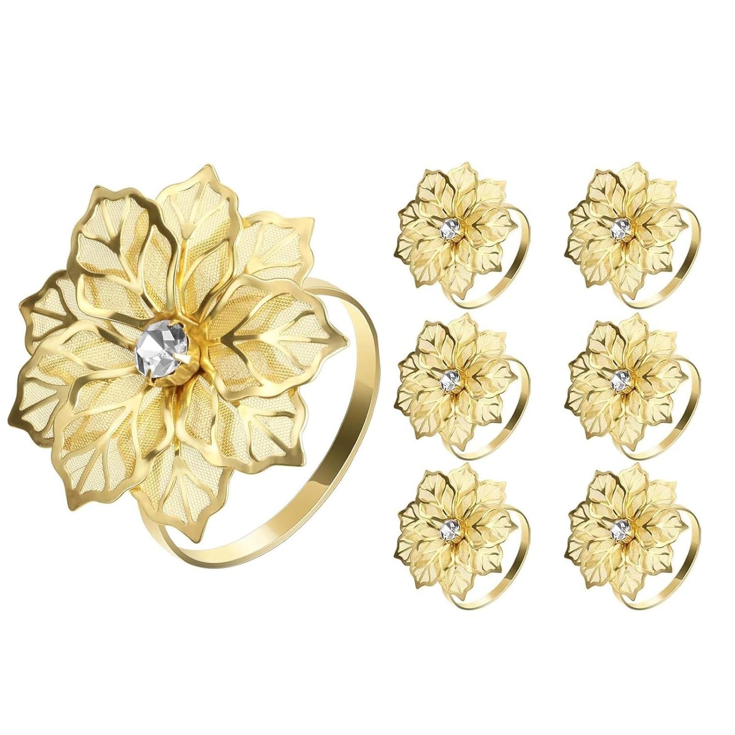 Gold Alloy Napkin Rings – Metal Mesh Table Decor – Durable – 6-Piece Pack