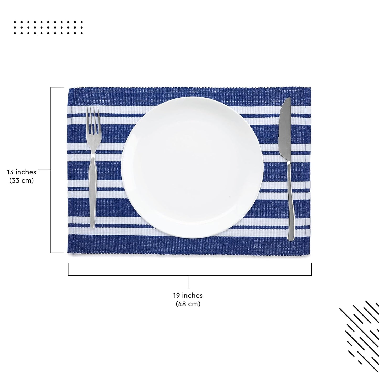 Table Placemats – Ribbed Cotton, Heat-Resistant – 48x32 cm, Set of 6