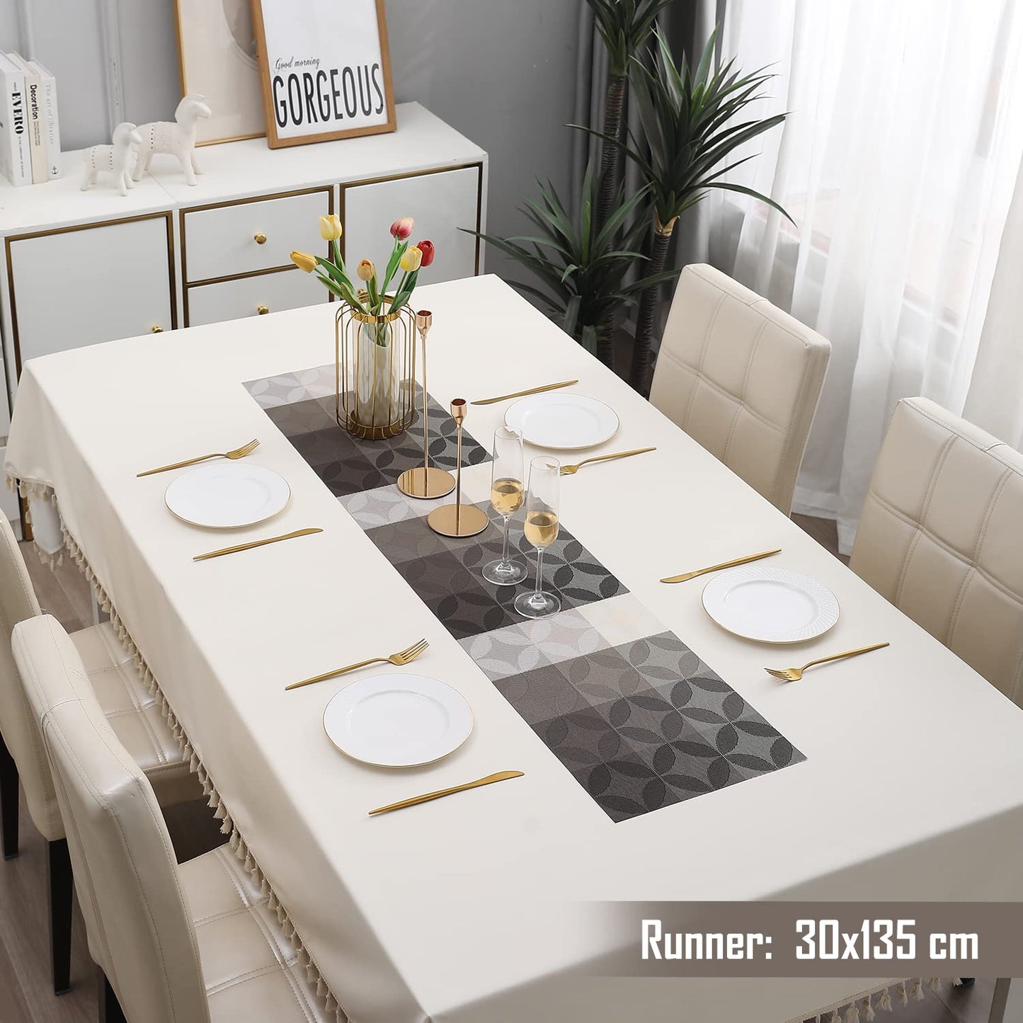 Table Runner – Durable  Polyester Blend – 30x135 cm, Grey
