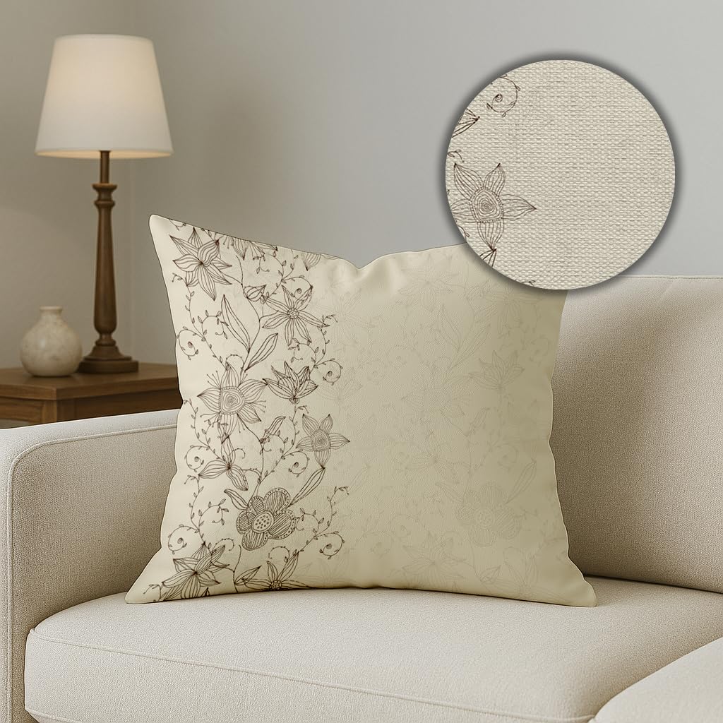 Cushion Covers – Polycotton Botanical Print – Set of 5, 18x18 Inches