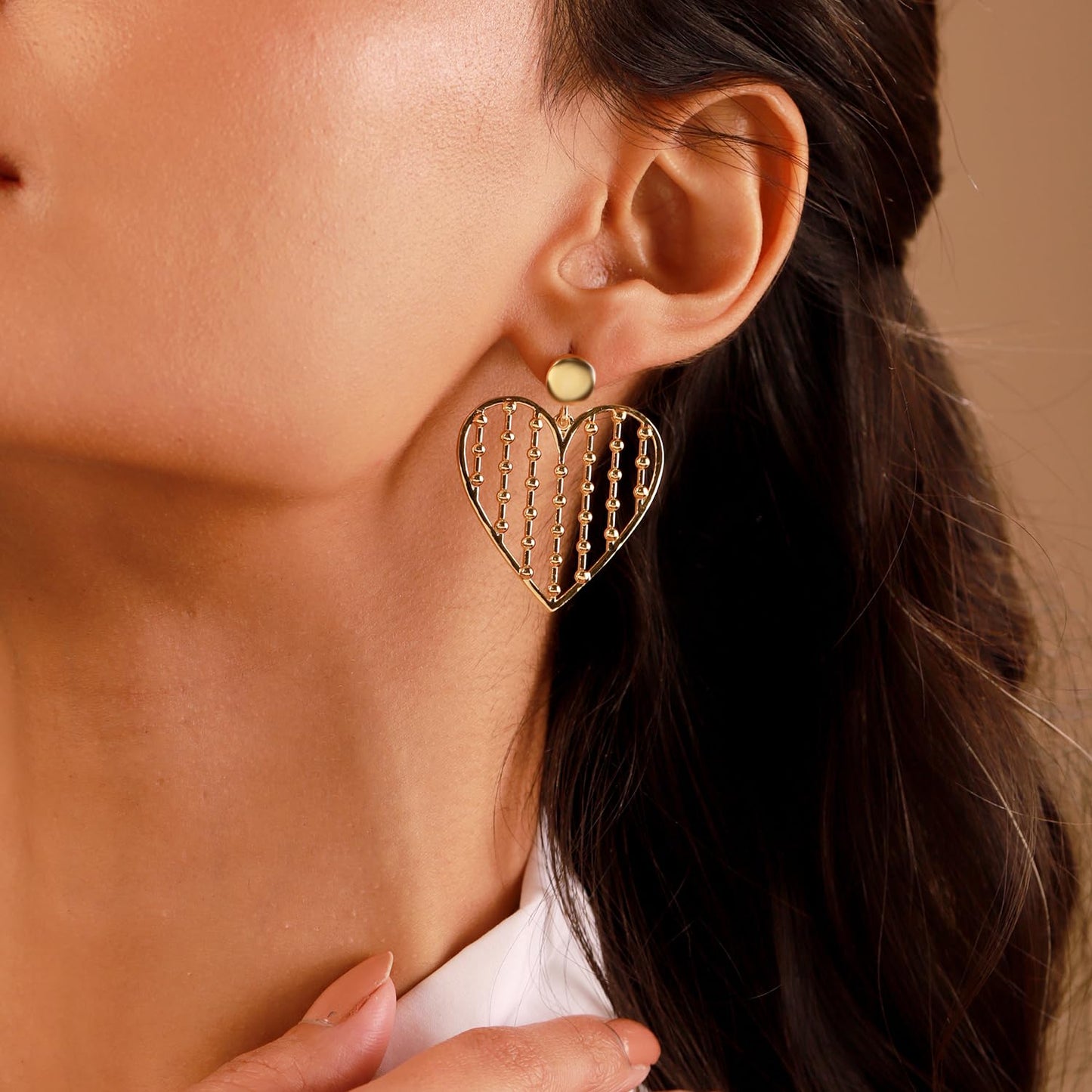 Golden Lattice Heart Earrings – Women's Jewellery – Gold Plated – Intricate Design