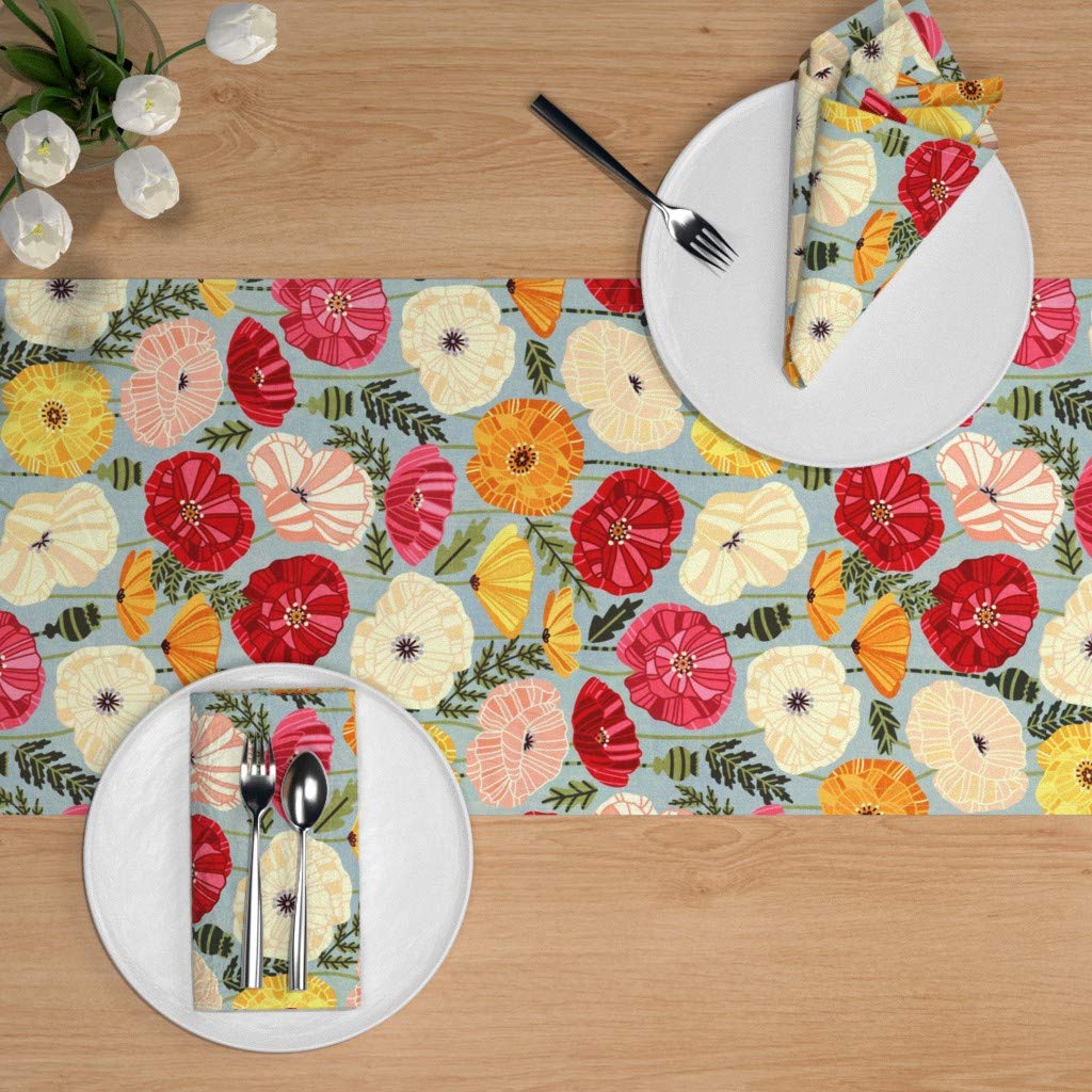 Decorative Table Runner – Cotton Blend, Floral Print – 13x72 Inch