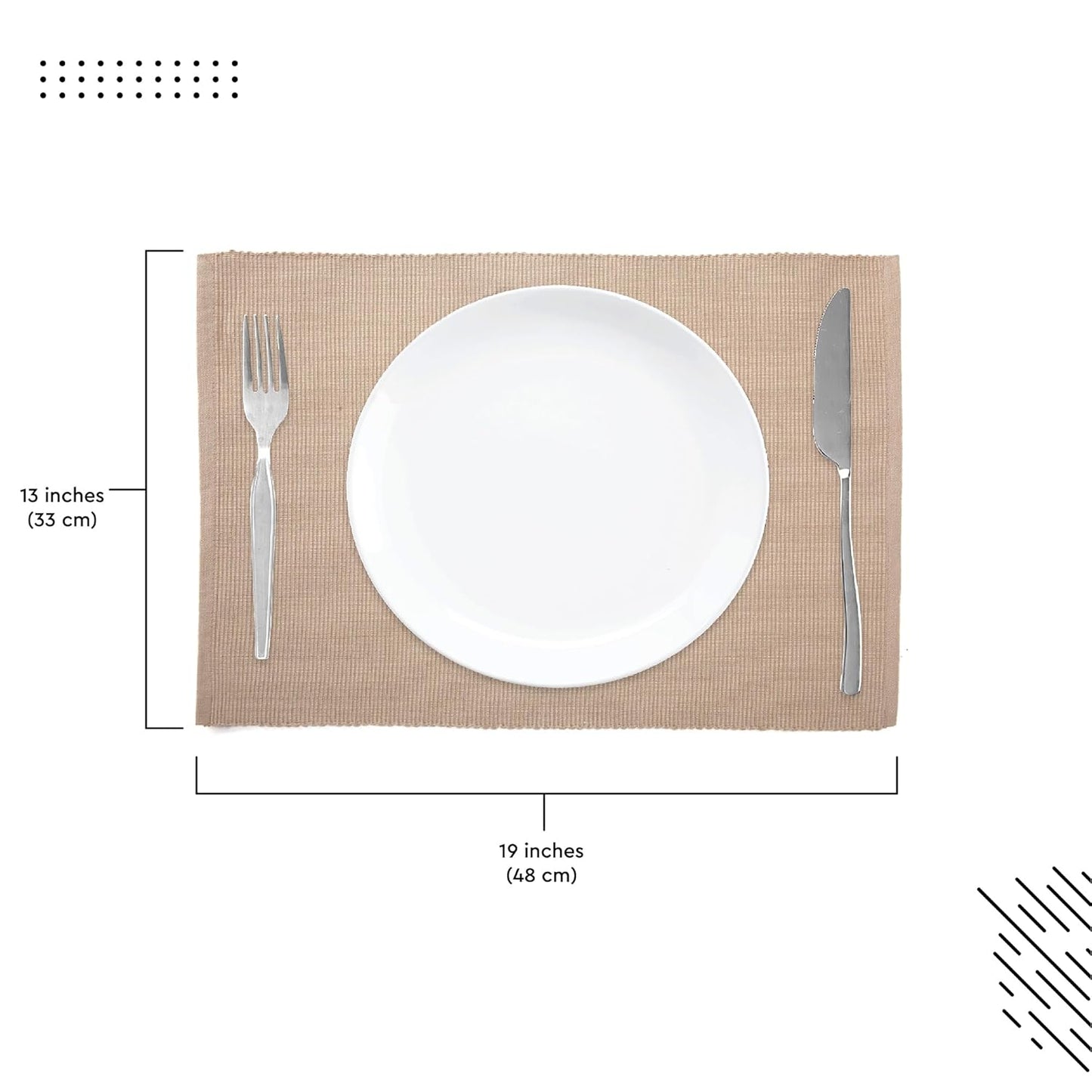 Dining Table Mats – Heat-Resistant Ribbed Cotton – Set of 6 (48x32 cm)