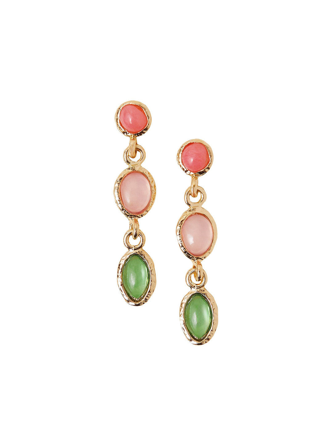 Crystals Circular Drop Earrings – Fashion Earrings – Gold-Toned, Secure Post & Back – 4 cm Length
