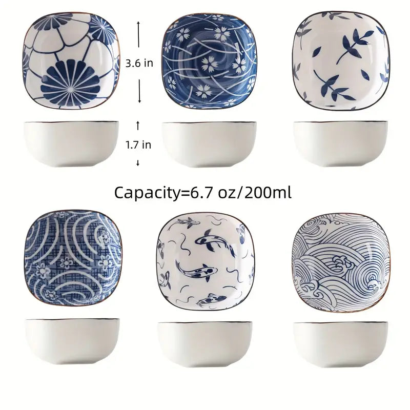 Mini Ceramic Dipping Bowls Set - 6oz Small Sauce Dishes