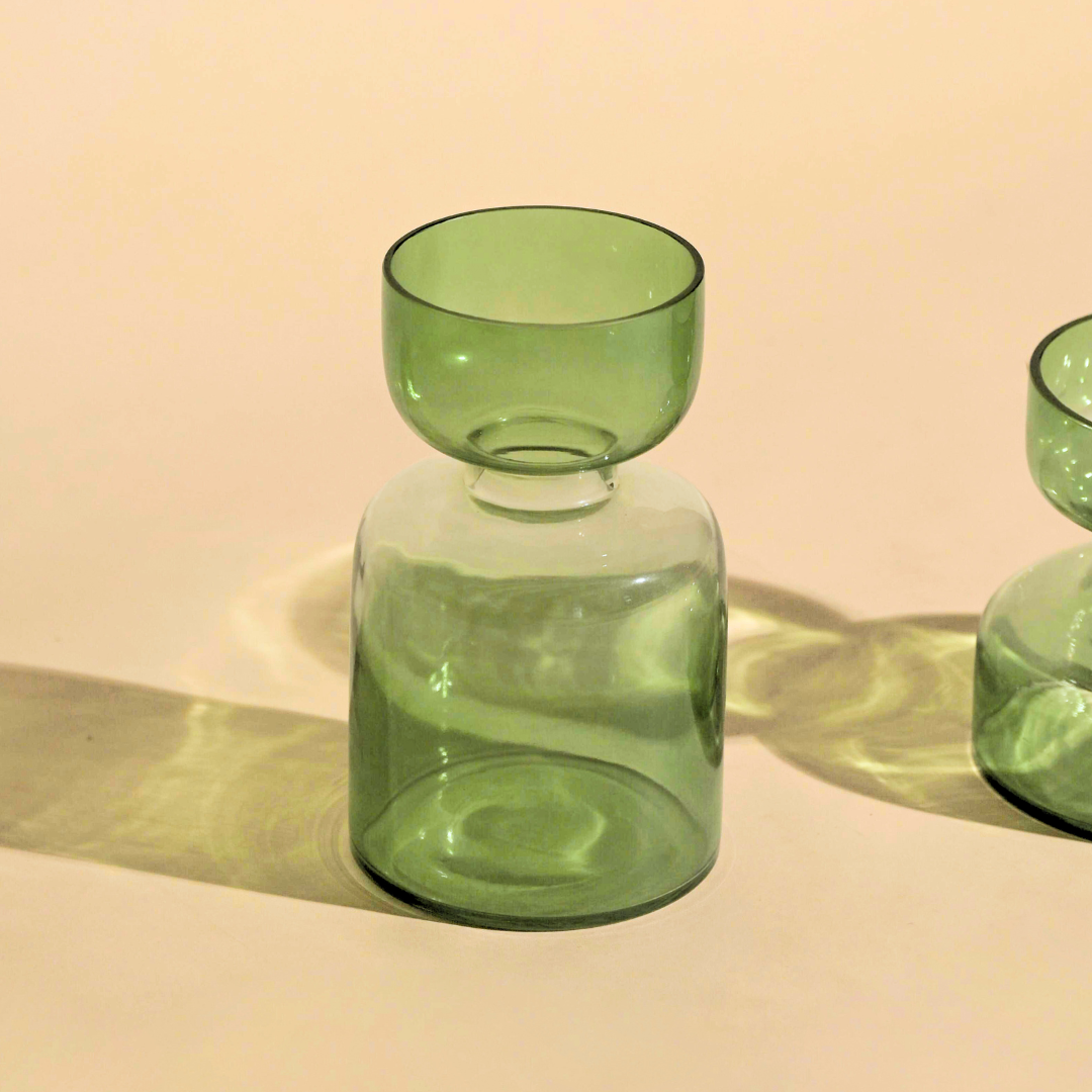 Handblown Glass Vases - Sage Green Tinted