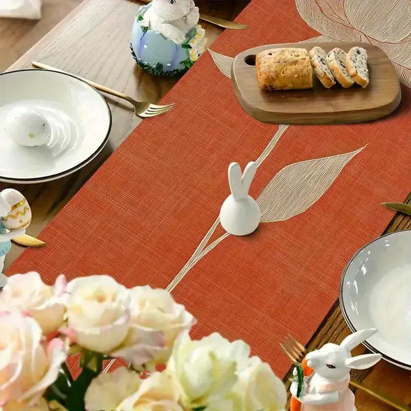 Orange Floral Table Runner - Vibrant Festive Decor