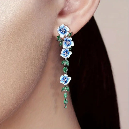 Enamel Dangle Earrings: Long Trendy Holiday Gift
