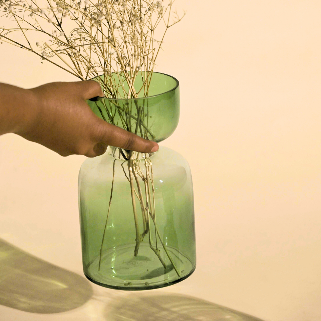 Handblown Glass Vases - Sage Green Tinted