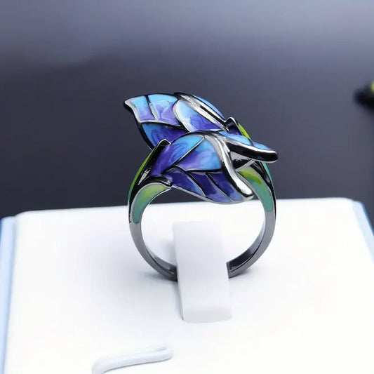 Boho Flower Ring - CZ Enamel Copper - Women's Jewelry