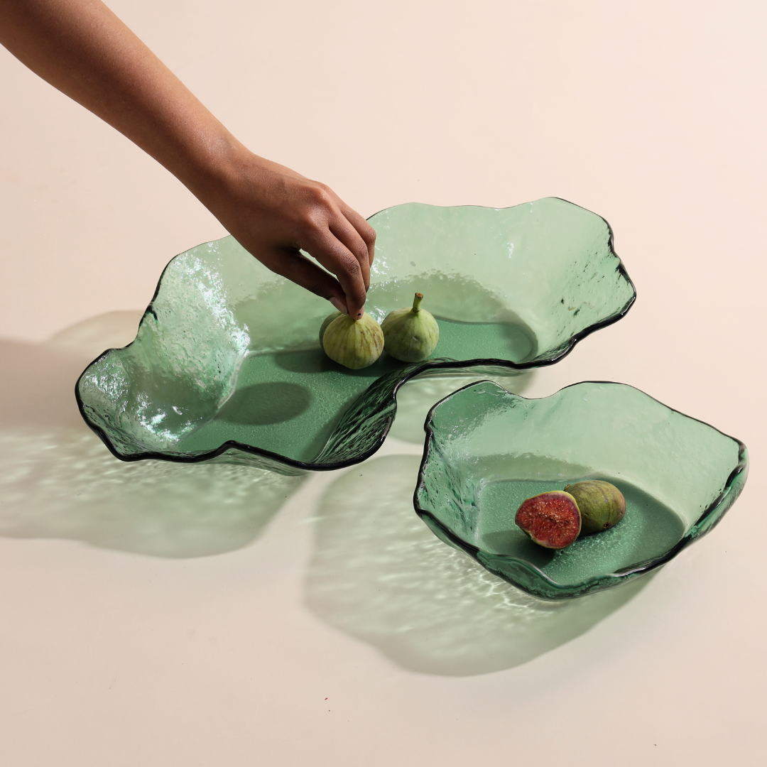 Slumped Glass Serving Bowl - Organic Silhouette