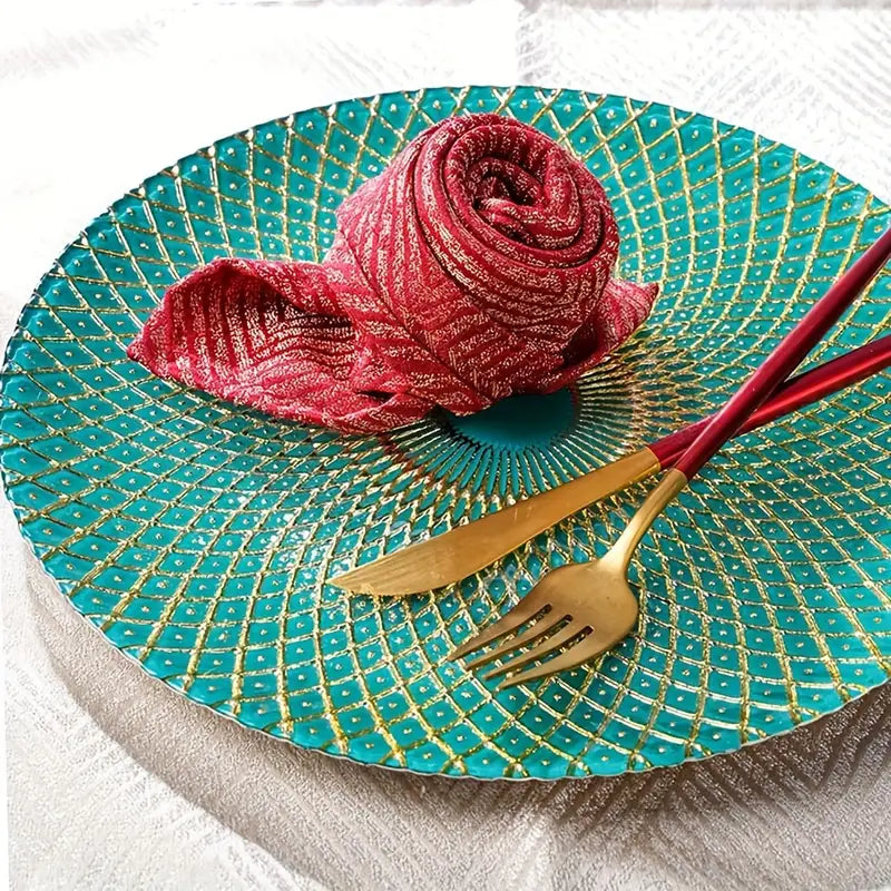 8-Inch Electroplated Glass Plate – Elegant Salad & Dessert Dish for Home