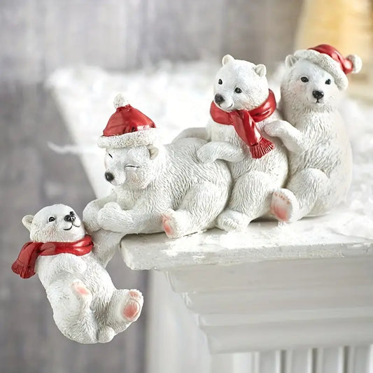 Polar Bear Resin Figurine - Holiday Decor Indoor/Outdoor