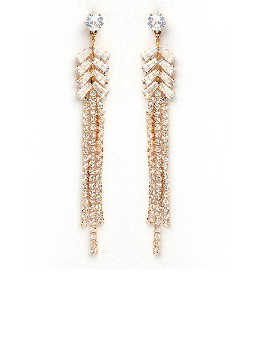 Contemporary Drop Earrings – Fashion Jewellery – Gold-Plated CZ – 2cm