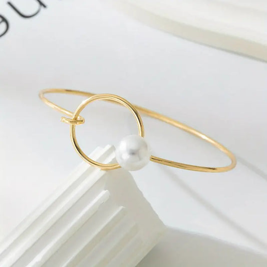 Bohemian Pearl Bracelet - Stainless Steel Bangle