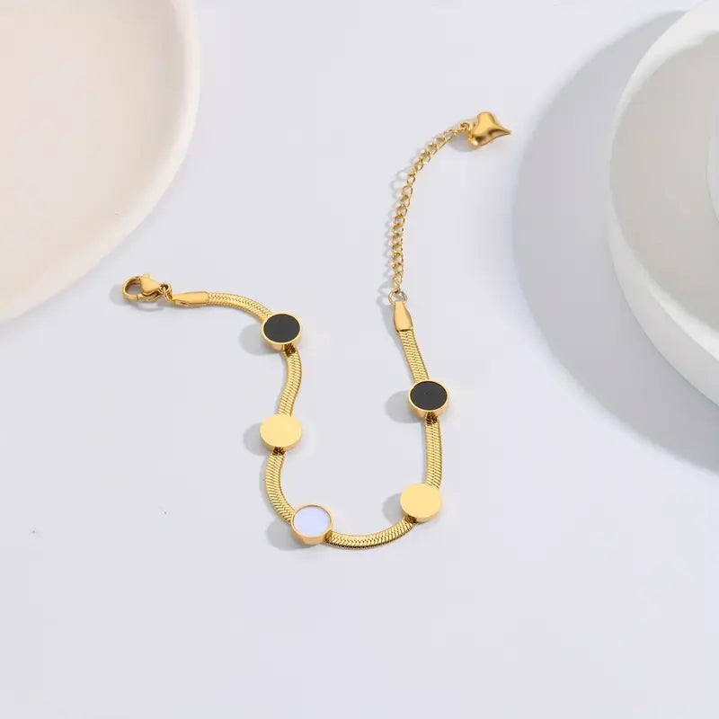 18K Gold Plated Stainless Steel Jewelry Set: Necklace Bracelet