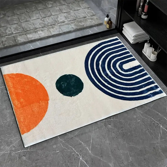 Geometric Bath Mat: Soft Microfiber, Non-Slip, Machine Washable