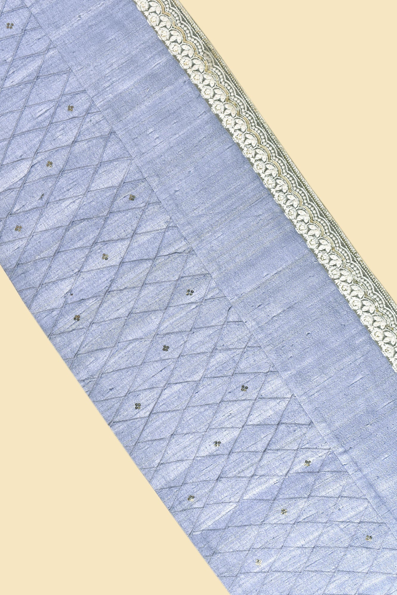 Dupion Silk Hand-Embroidered Table Runner With 6 Table Mats - Blue