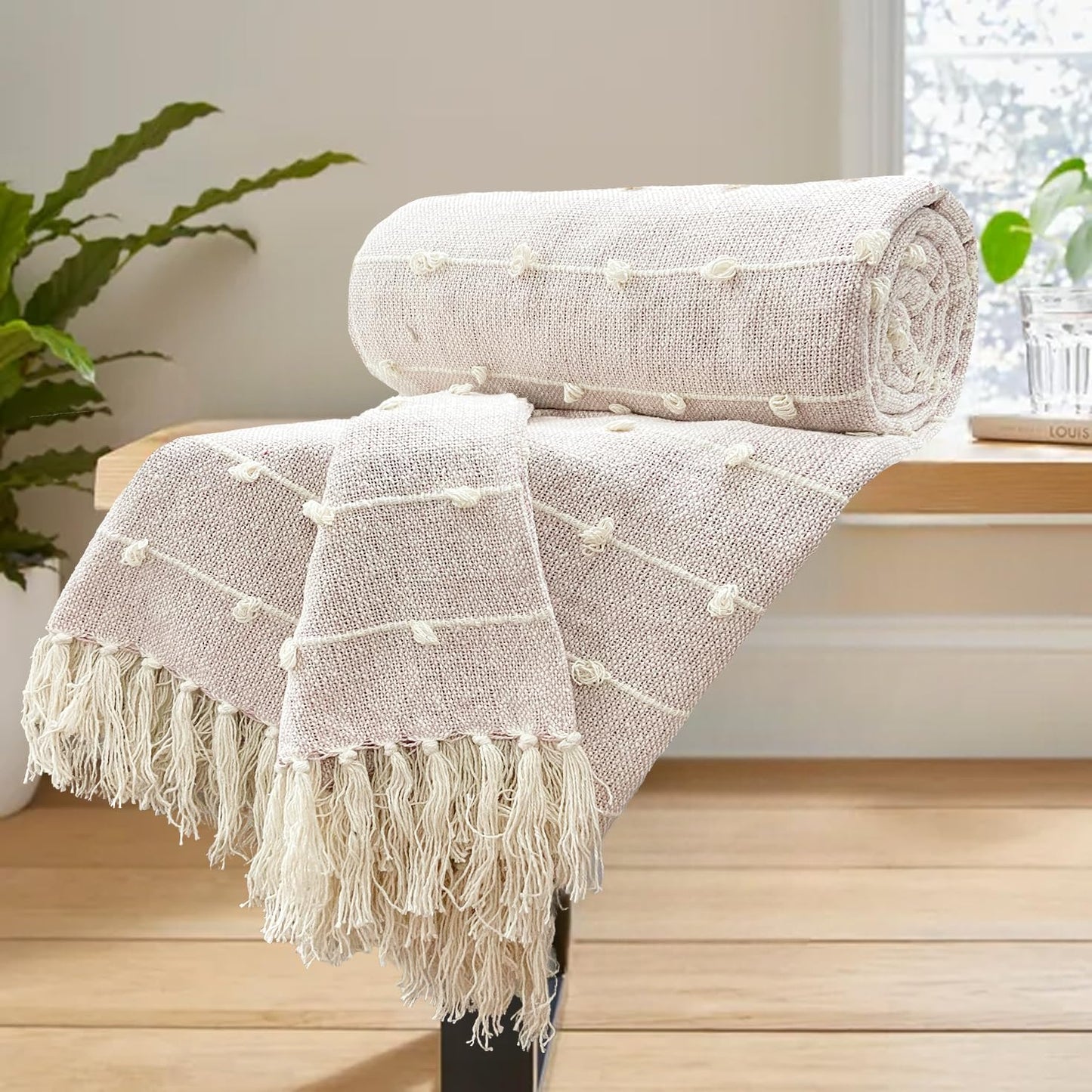 Sofa Throw – Hand-Knitted Cotton Blanket – 80x52 Inches (204x132 cm) – Pack of 1