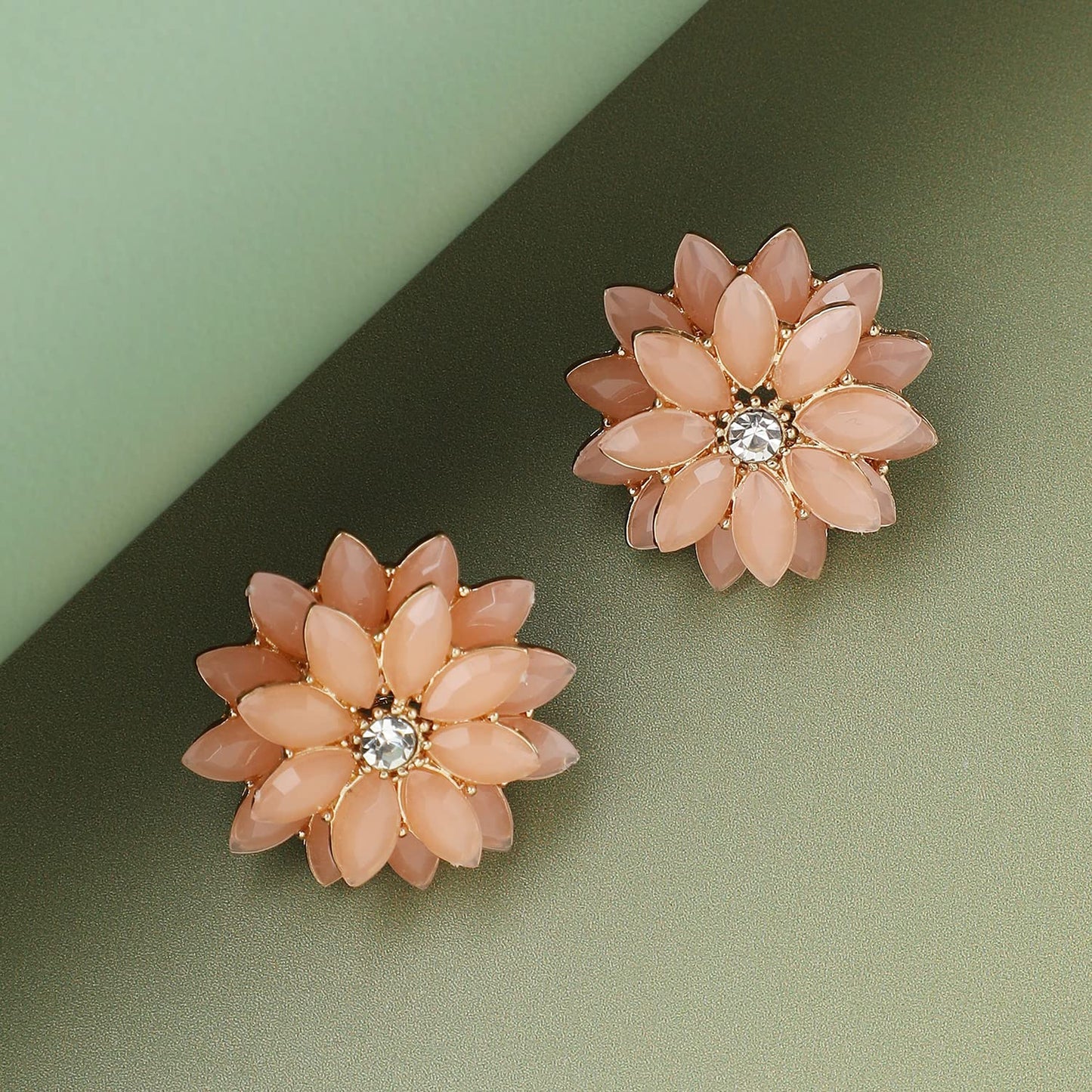 Indo-Western Stud Earrings – Fashion Jewelry – Lightweight Design – Push Closure
