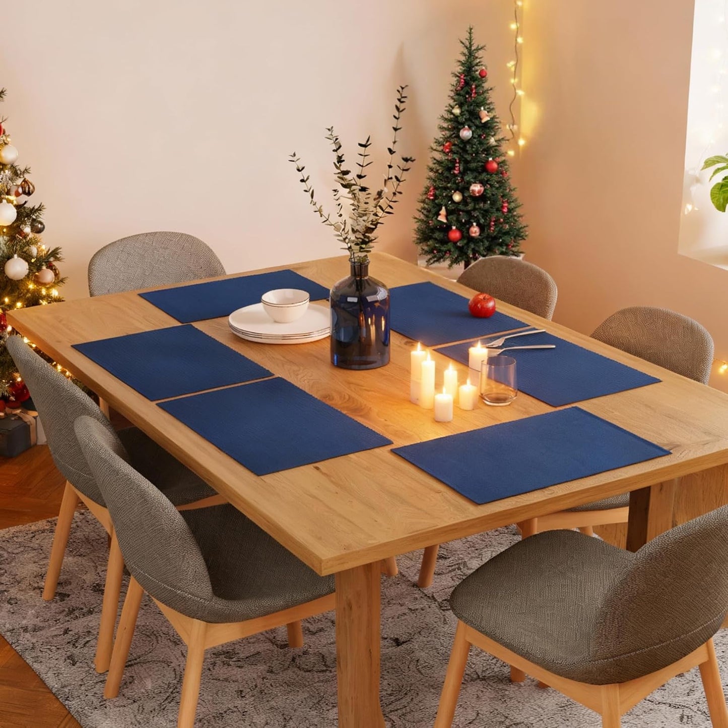 Dining Placemats – Ribbed Cotton – 48x32 cm, Set of 6